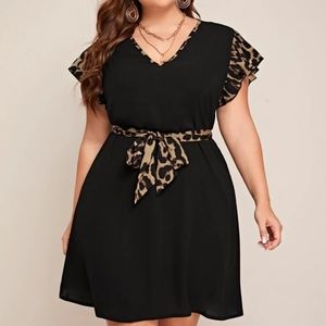 Shein leopaed black dress plus size